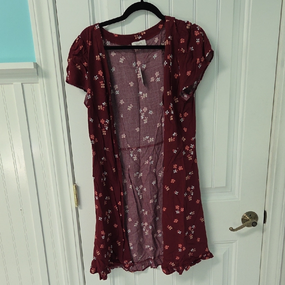 LOFT Red Floral Dress